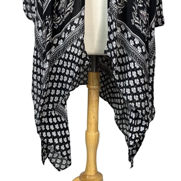Time And Tru Floral Kimono Womens Black Size Small/Medium New - Picture 5 of 11